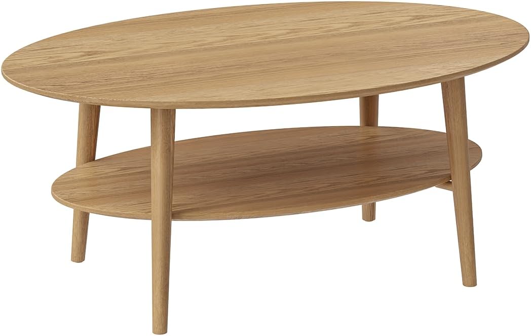 Ovaler Couchtisch aus Eiche, Natur oval