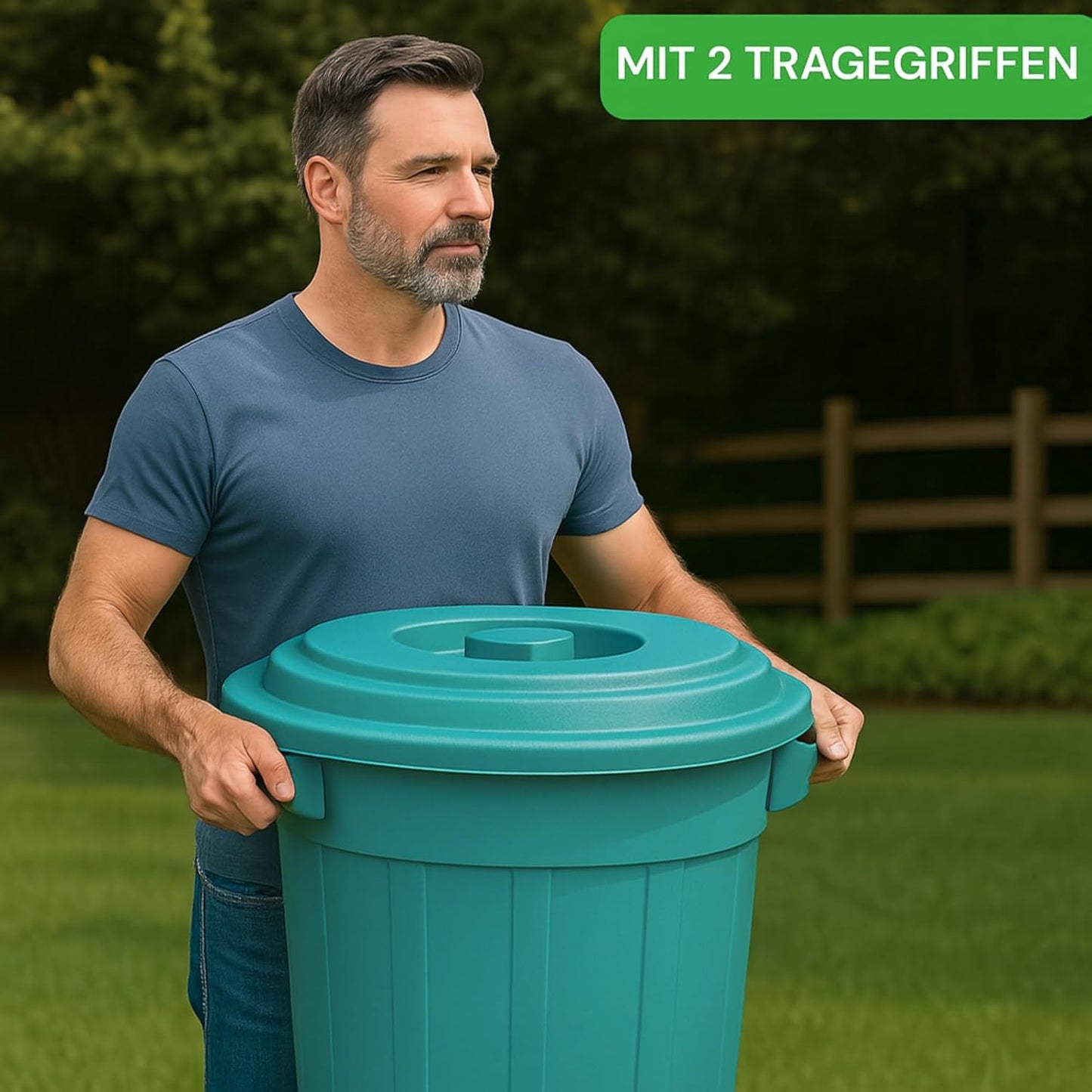 Mülltonne mit Deckel, Grün 2x50L
