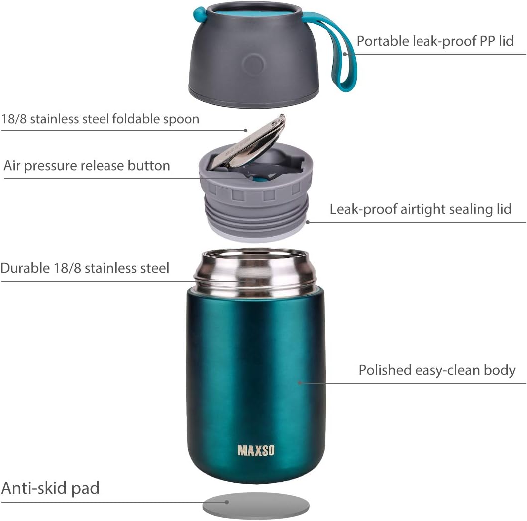 Thermobehälter-Set mit faltbarem Löffel, 500 ml + 700 ml Green