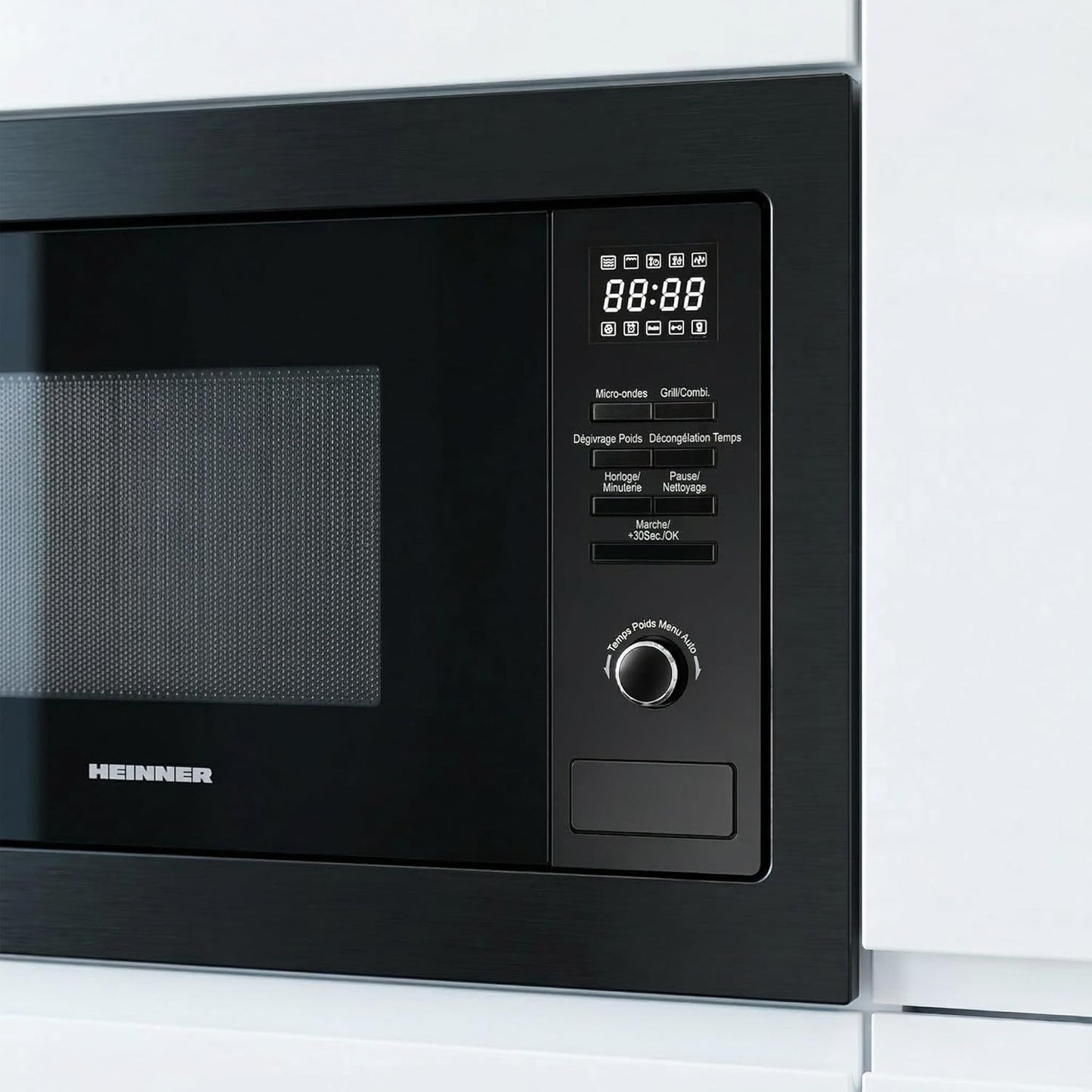 Einbau-Mikrowellenofen mit Grillfunktion HMW-MDBI25GDBK, Schwarz / Black Glass 25 L