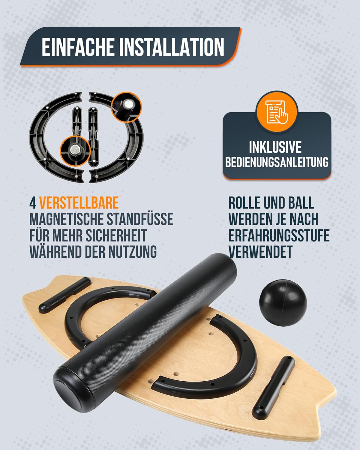 Rutschfestes Balancebrett, #08 Holz – Rechteckig (Magnetisch)