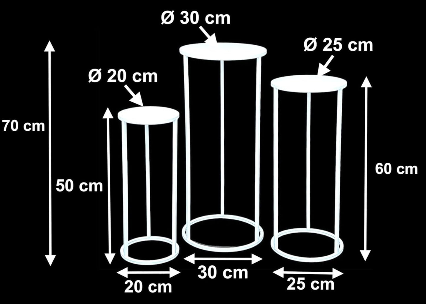 3-teiliges Blumenhocker & Beistelltisch Set