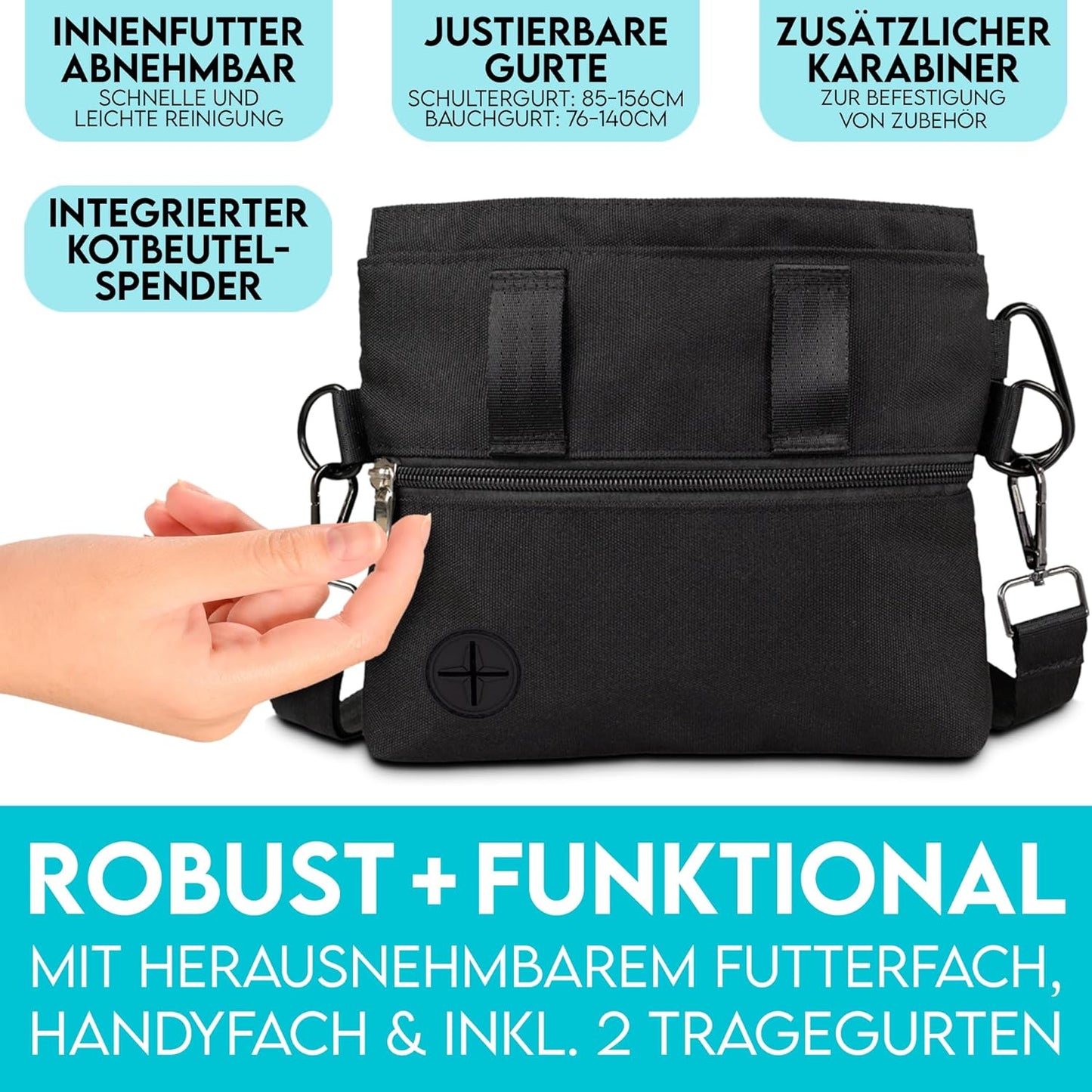 Leckerlietasche für Hunde mit Magnet-Verschluss, Schwarz [L]: 20 X 17 X 3,5cm (B X H X T)