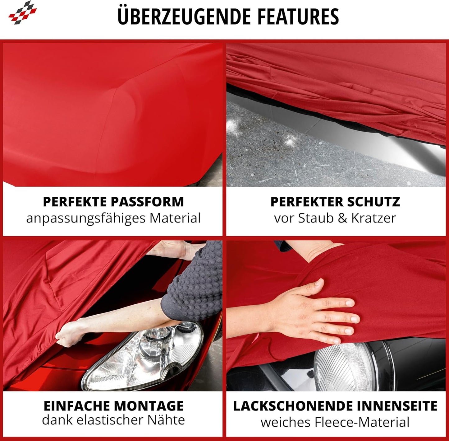 Autoabdeckung Indoor Stretch Plus M, M - rot, PKW