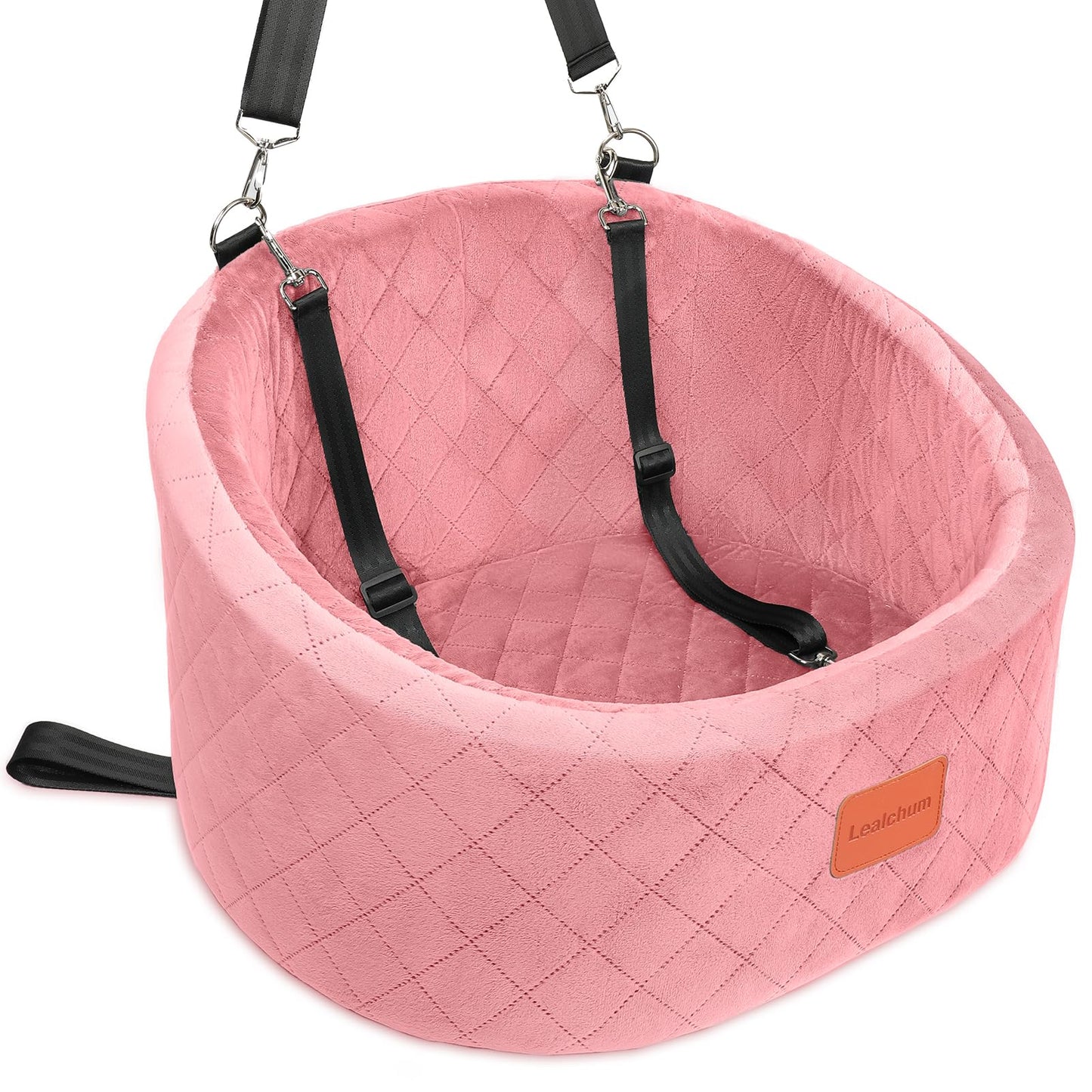 Hunde-Autositz mit Sicherheitsleine und rutschfester Unterseite, Pink Small