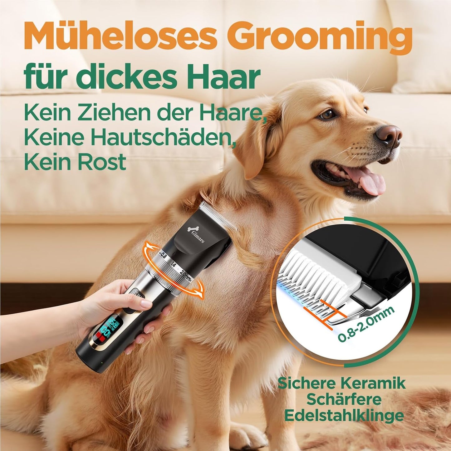 3in1 Hundeschermaschine, 3-in-1 Schermaschine + Scherenset Silber