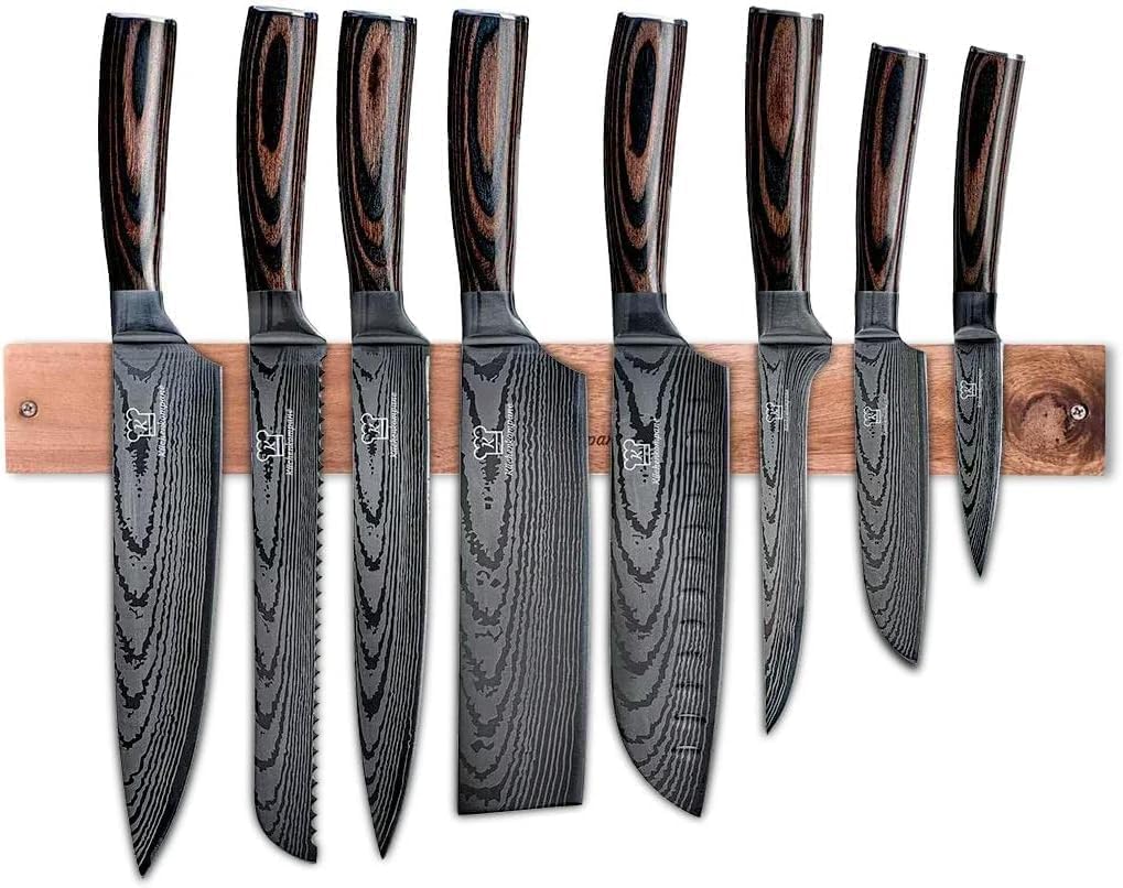8-teiliges Messerset mit magnetischer Messerleiste, Premium Messerset