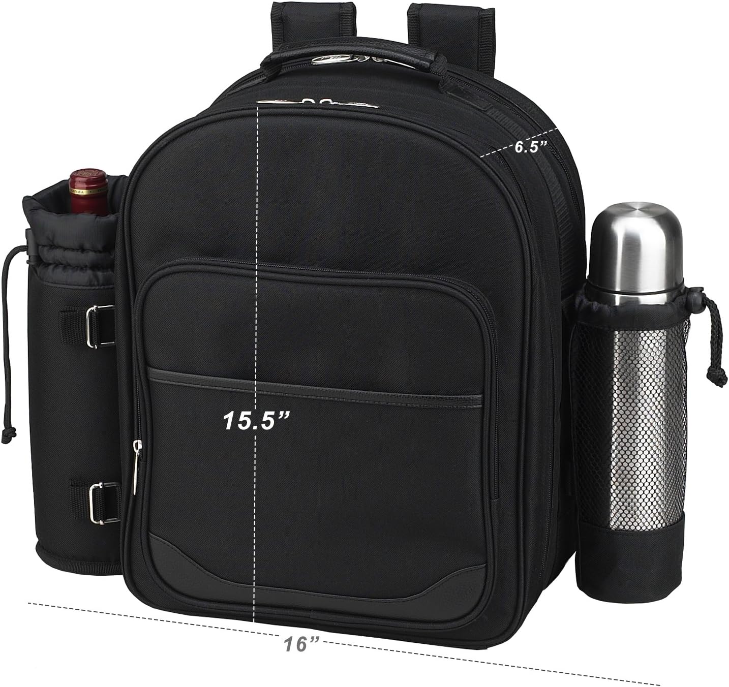 Picknick-Rucksack für 2 Personen, Black With Gingham Napkins