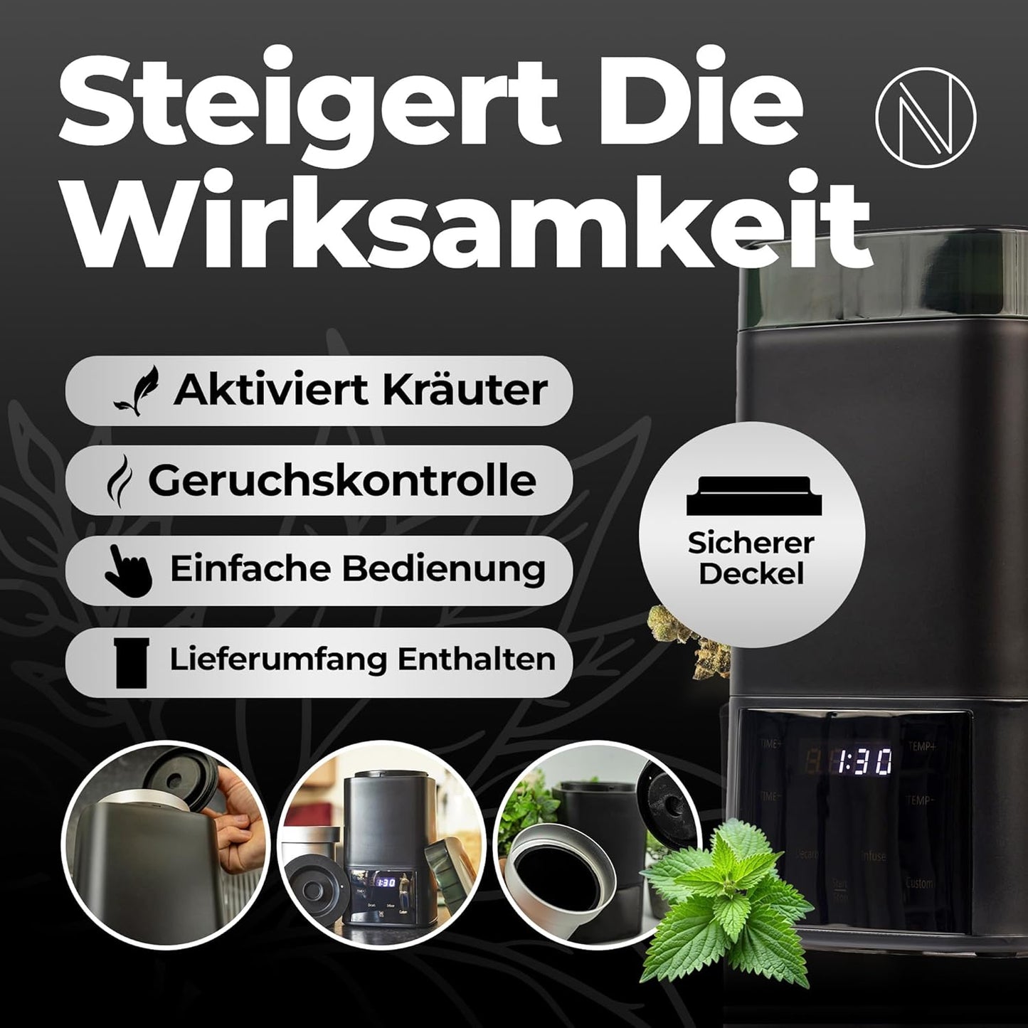 Decarboxylator & Infuser mit Zubehör, Boost Schwarz