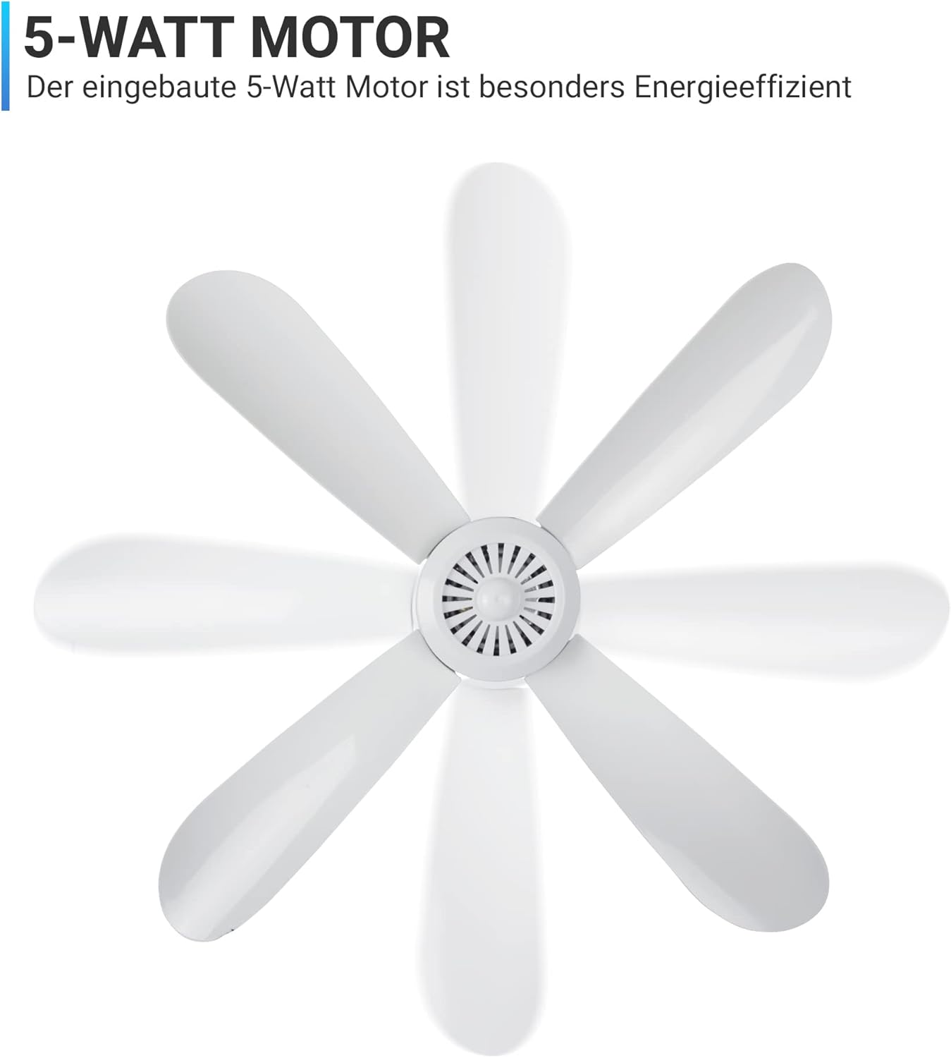 Mobiler Deckenventilator mit Schalter und Aufhänger, Weiss