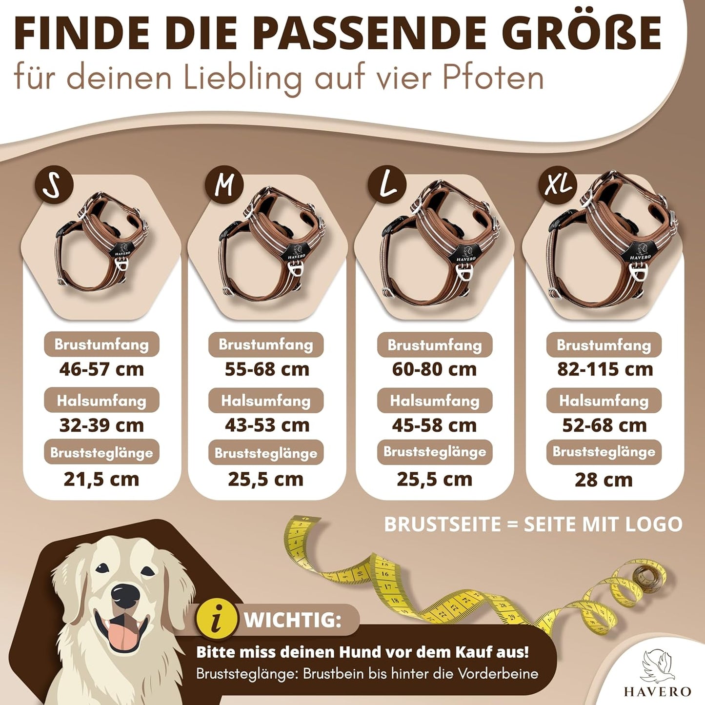 Hundegeschirr Easy-On-Clip, Braun M