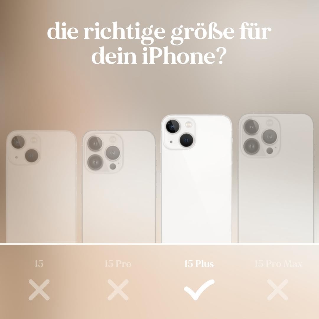 Handyhülle mit Kette, Beige Blau ; iPhone 15 Plus