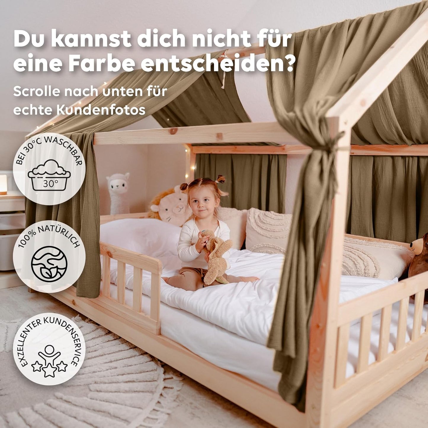 2er-Set Hausbett Himmel, Dunkelbeige 2er Set 135 x 270cm