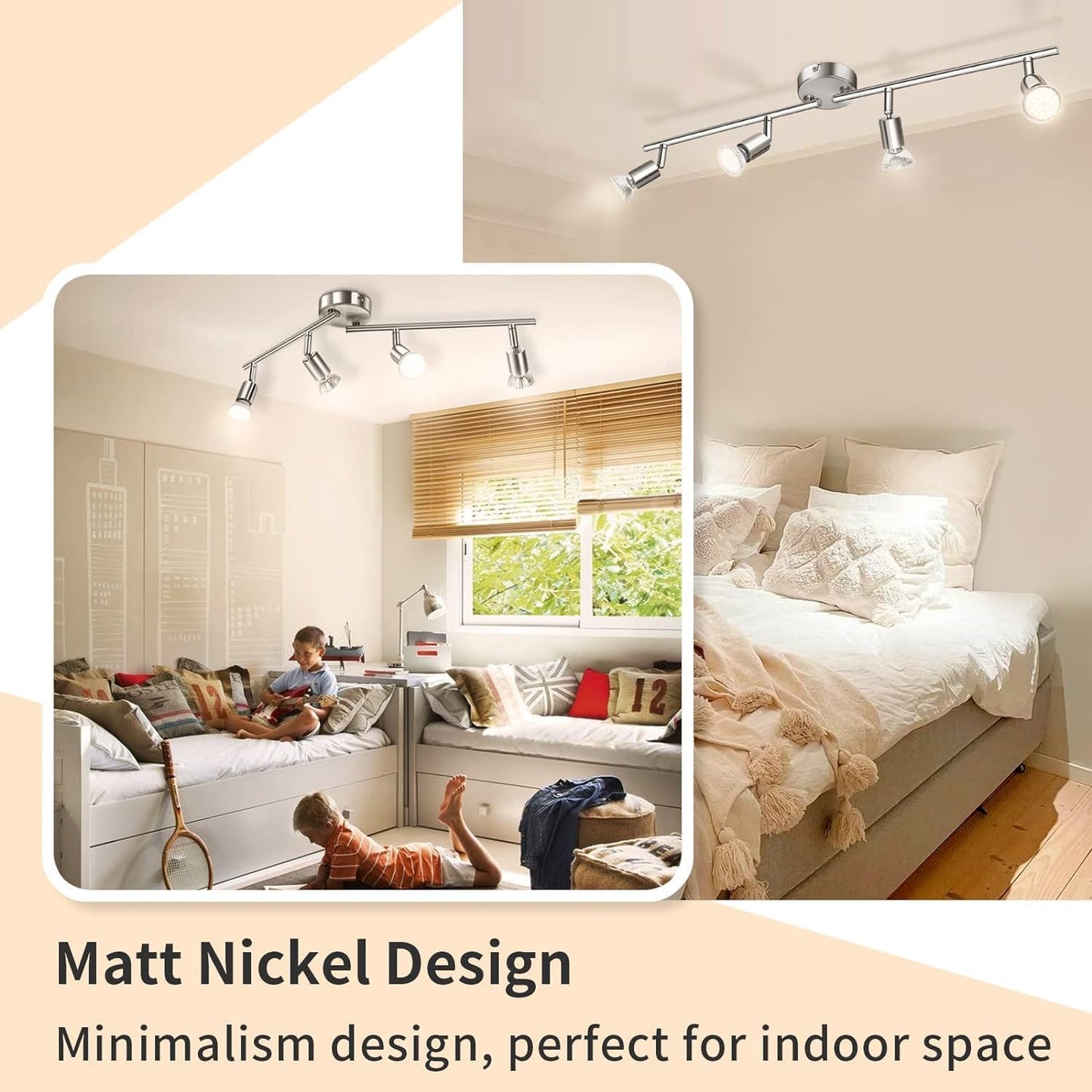 LED Deckenleuchte, 5W 4 Flammig Matt Nickel 2800k Warmweiss