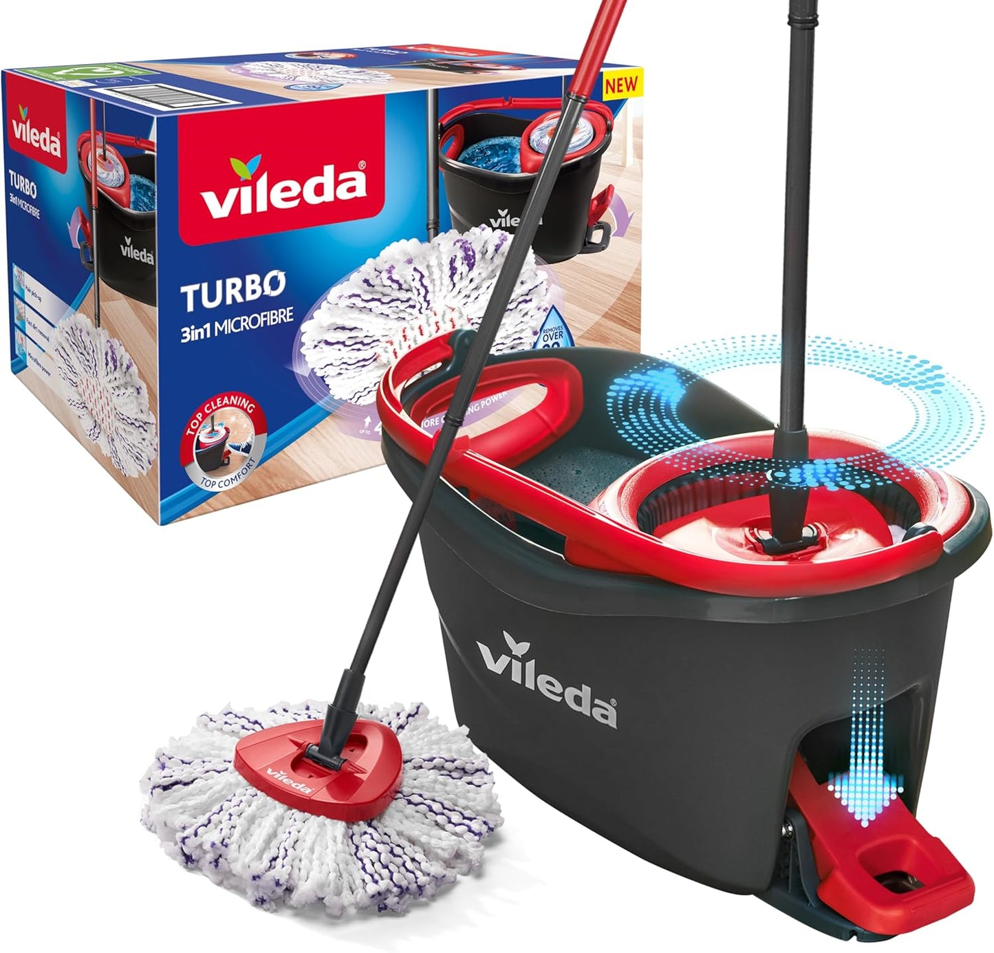 Turbo 3in1 Wischmopp-Set mit Pedal-Schleuder, Turbo 3in1 Komplettset