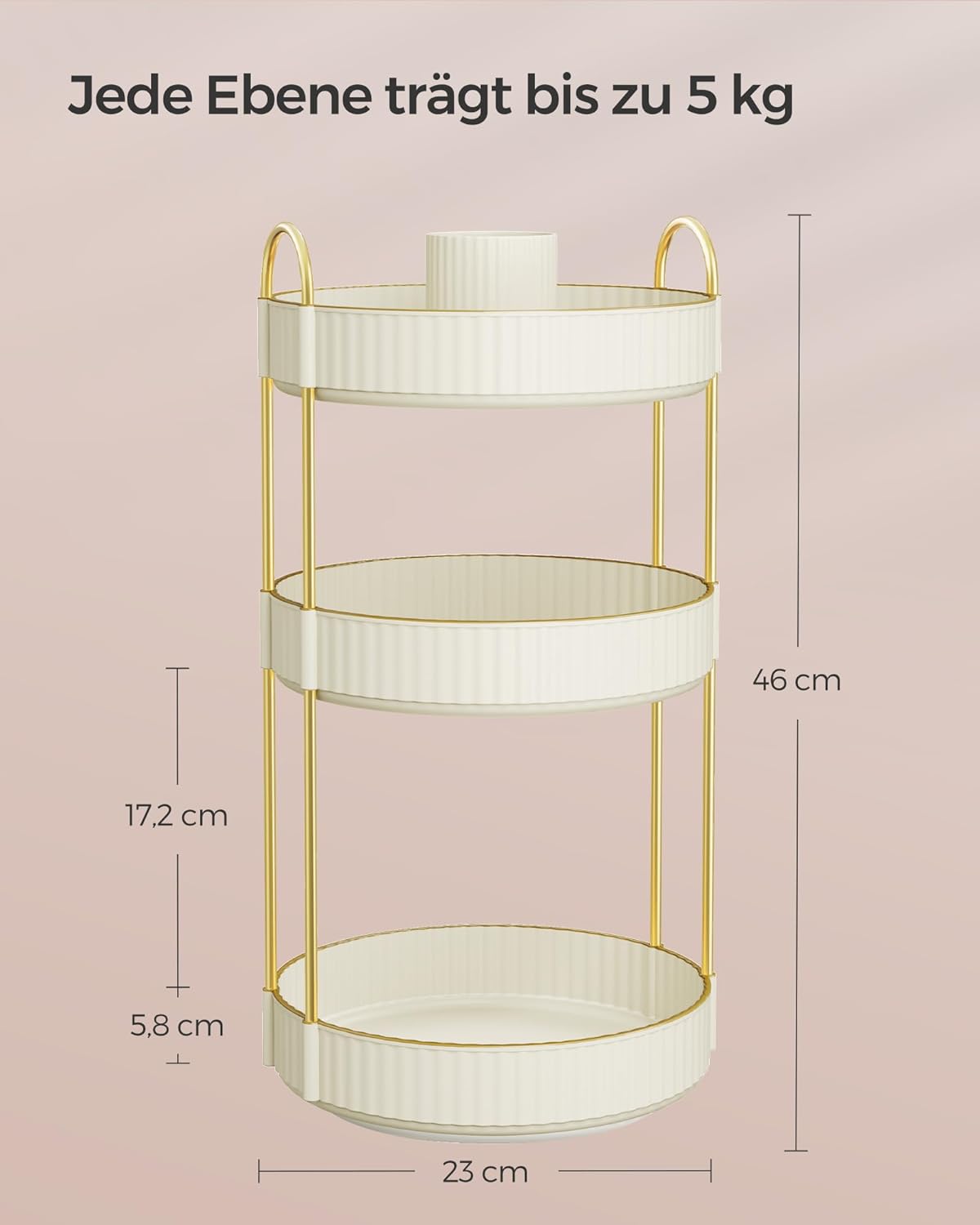 Drehbarer Make-up Organizer mit 3 Ebenen, Wolkenweiß 3 Ebenen (46H cm)