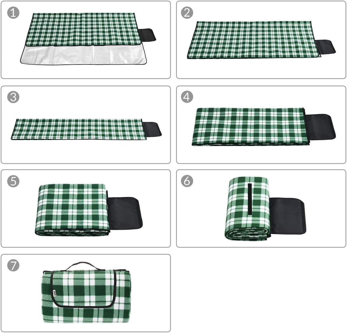 Picknickdecke XXL 200x200 cm wasserdicht und faltbar, 200 x 200 cm (Quadratisch) Kariert