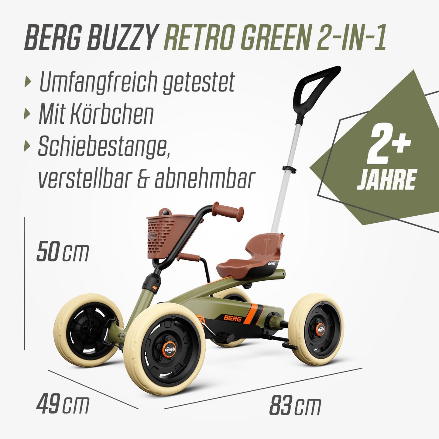Buzzy 2-in-1 mit Schubstange & Freilauf, grün