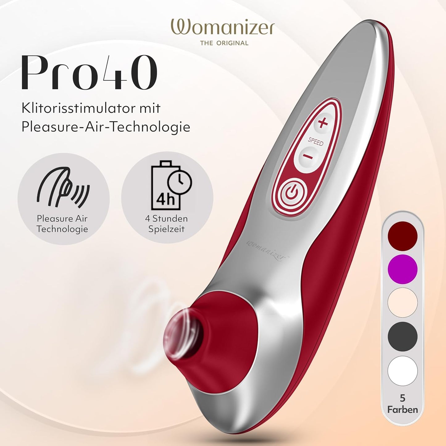 Pro40 Klitorisvibrator mit 6 Intensitätsstufen, Rot
