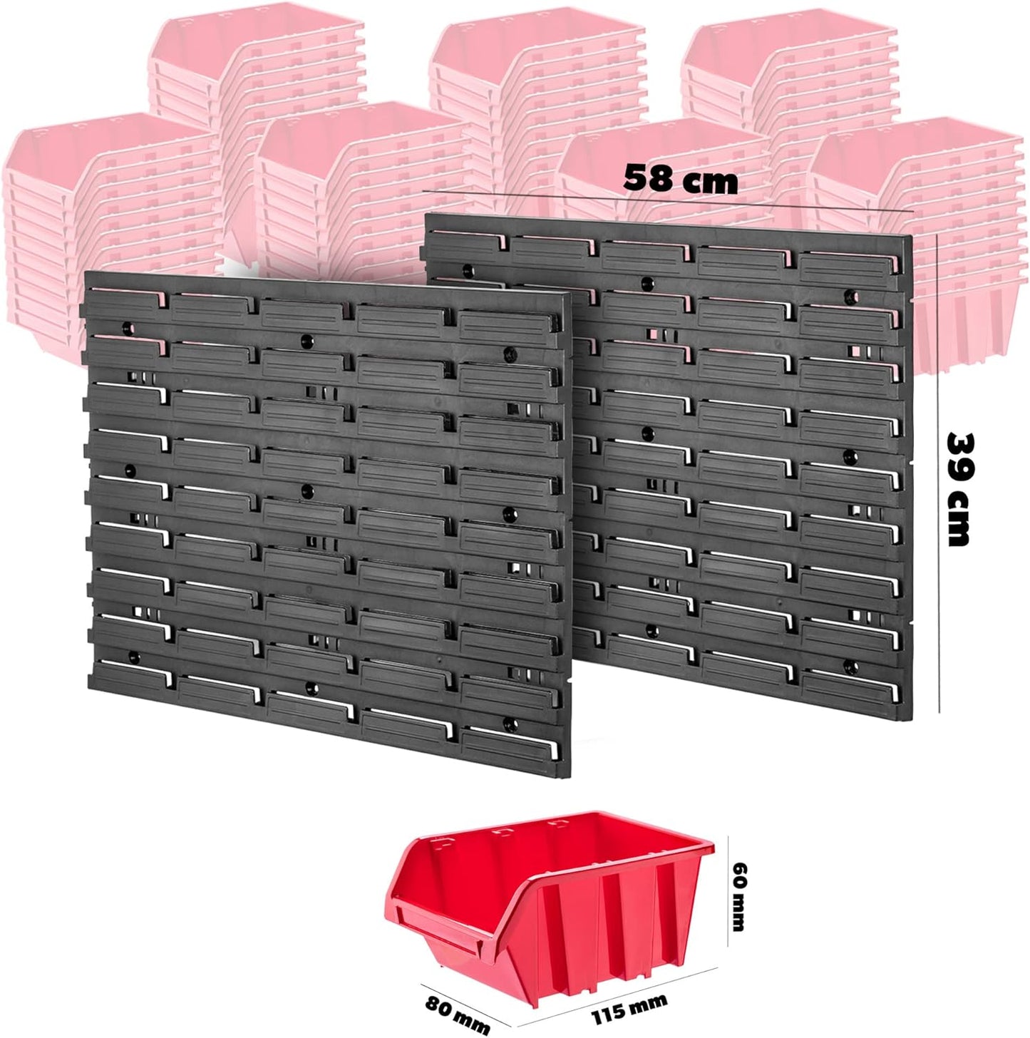 Werkstattwandregal, 70 tlg. Rot
