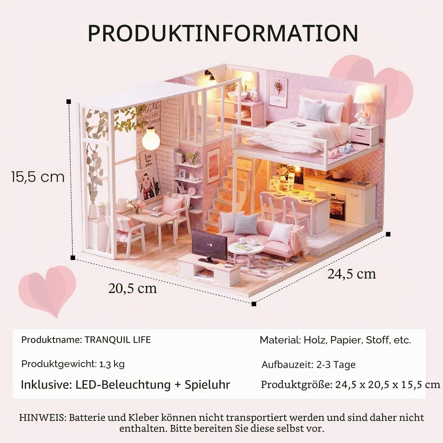 DIY Miniaturmodell-Kit mit LED, Ruhiges Leben