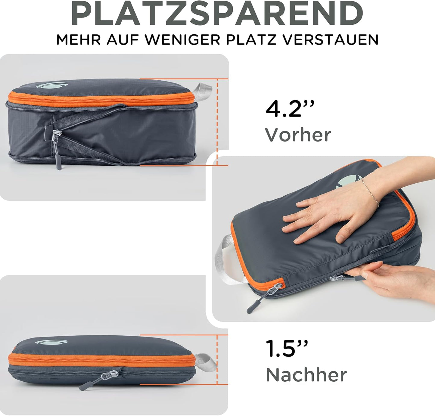 Kompressions-Packwürfel-Set, 3PCS Grau