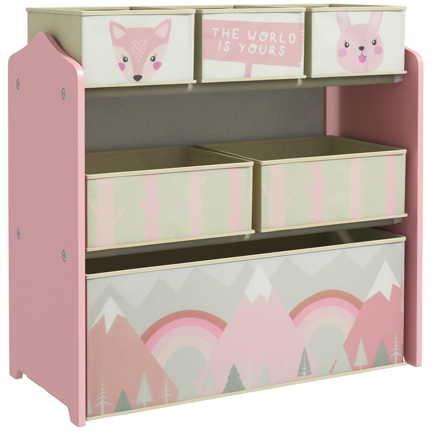 Kinder-Spielzeugregal mit Aufbewahrungsboxen, Rosa