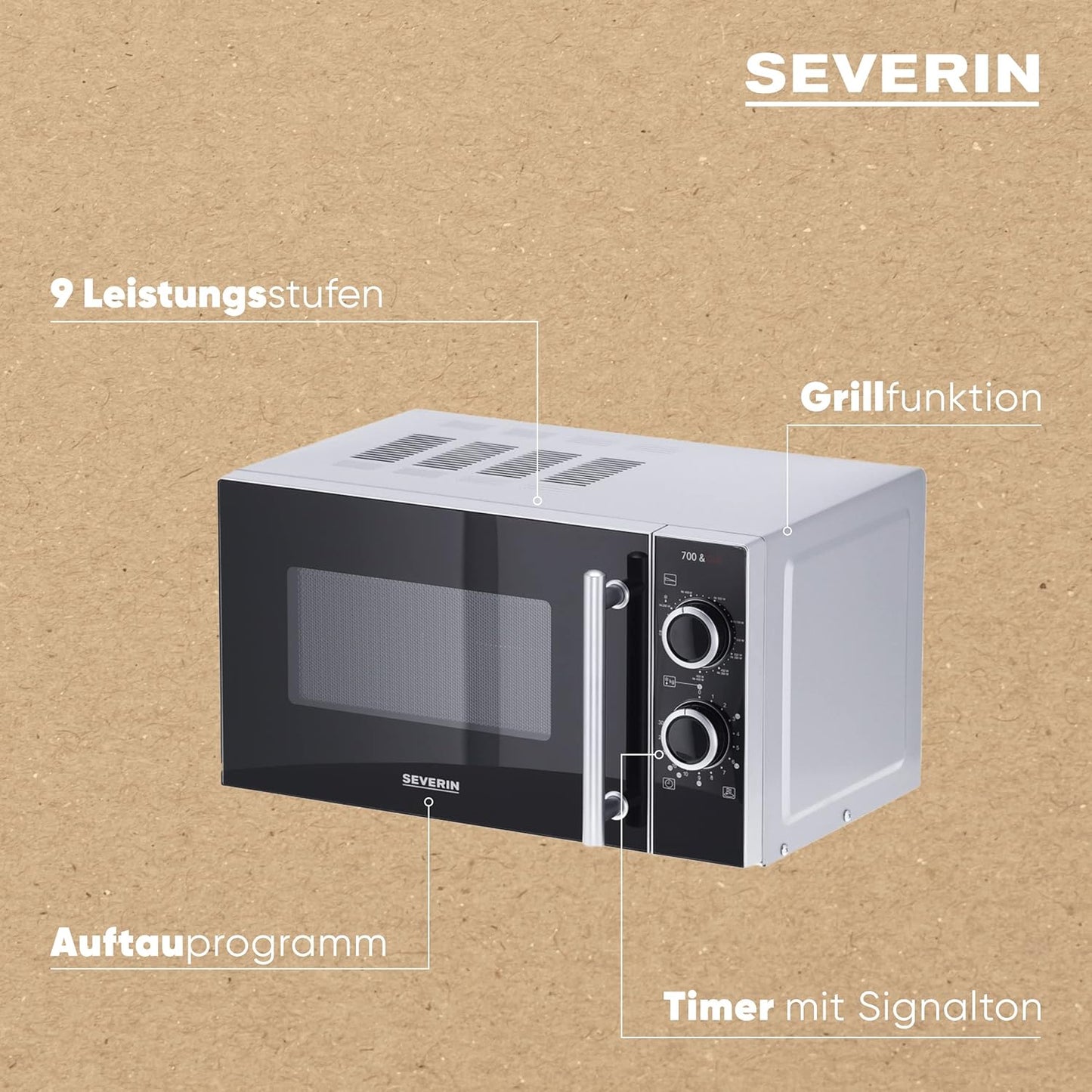 2-in-1 Mikrowelle mit Grillfunktion MW 7771, 20L, Schwarz, mit Grillfunktion
