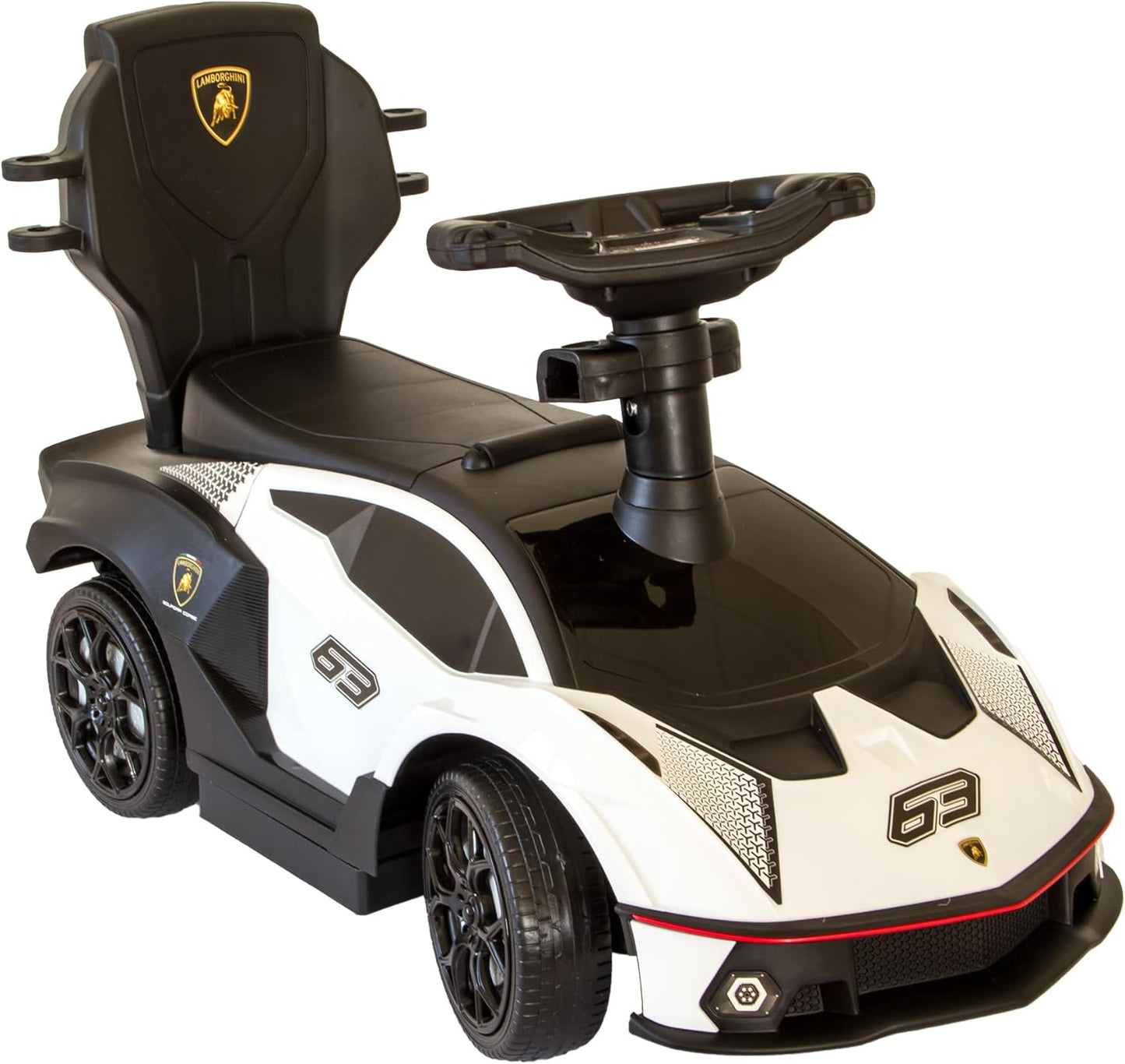 Rutschauto mit Schiebstange, Weiss