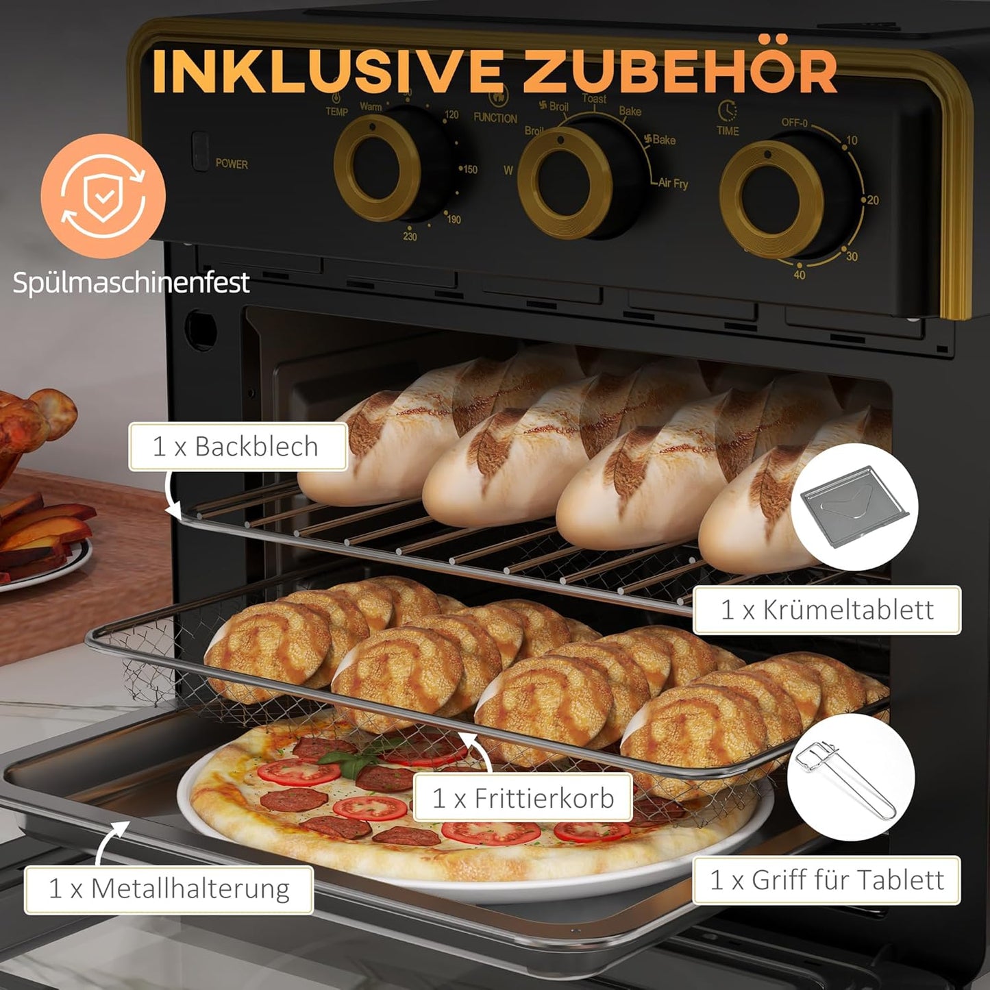 Minibackofen, Schwarz+gold