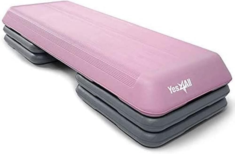 Aerobic Stepper mit verstellbaren Risers, B.Health Club Size - Rosa/Grau