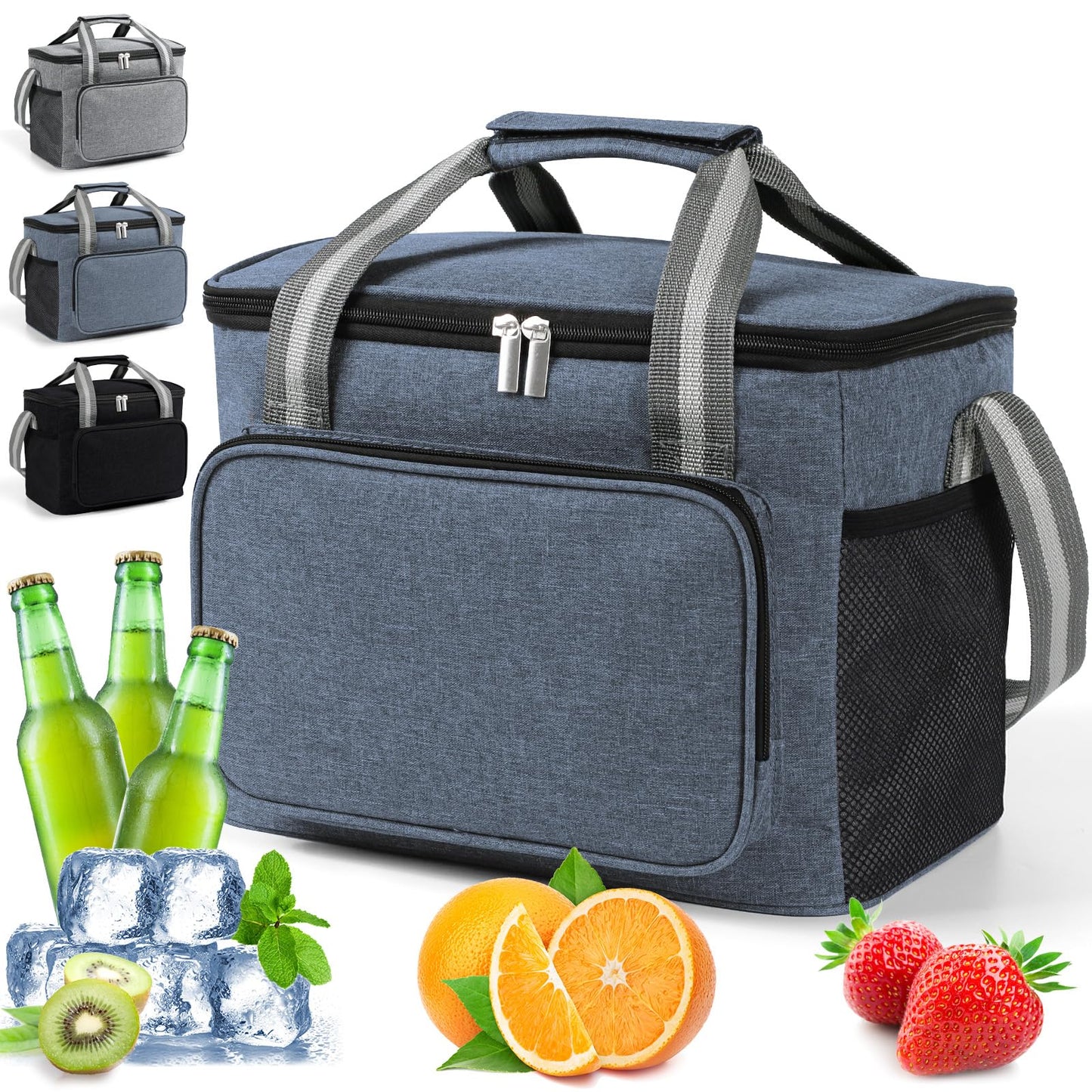Faltbare Thermotasche, 15 l marineblau