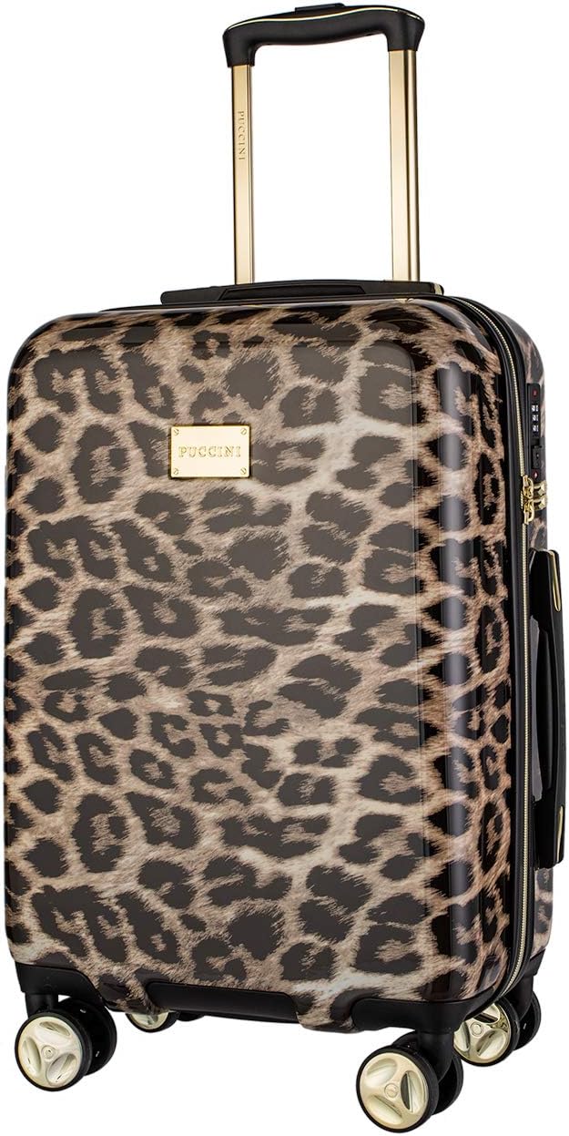 3-teiliges Hartschalen-Kofferset, Leopard Beige 6 Set: Gross + Mittelgross + Kabinenkoffer