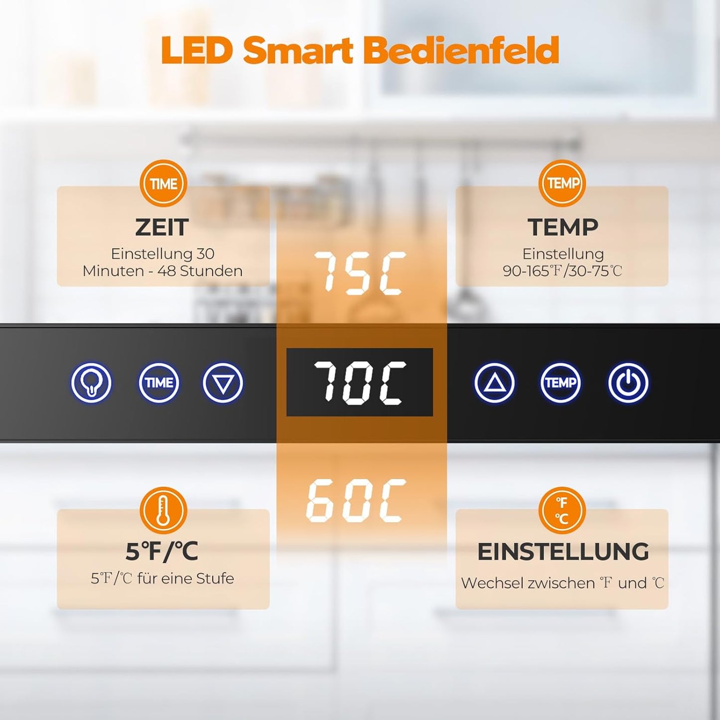 Dörrautomat mit 9 Tabletts und Timer