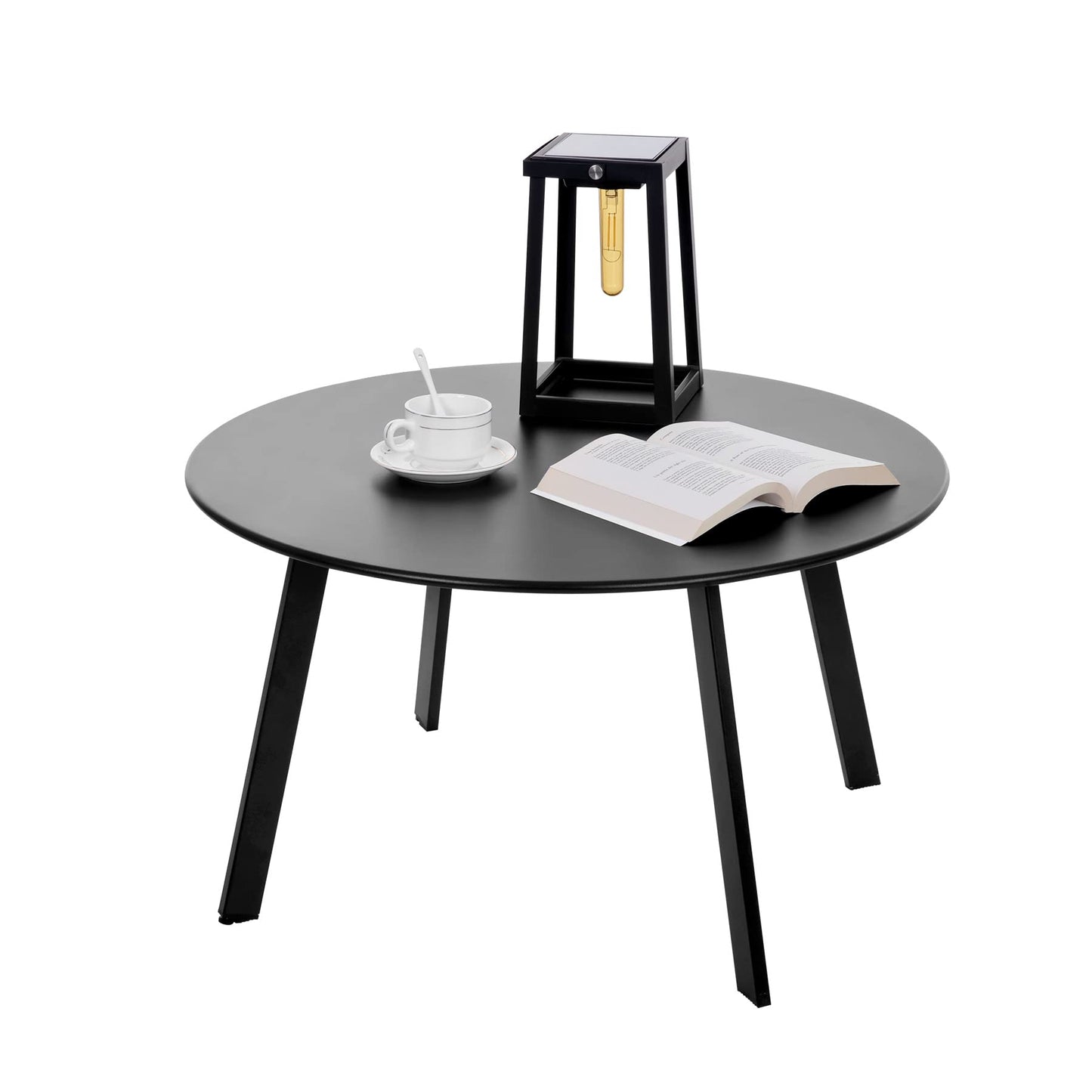 Beistelltisch mit verstellbaren Beinen, Ø 70x40H cm Schwarz