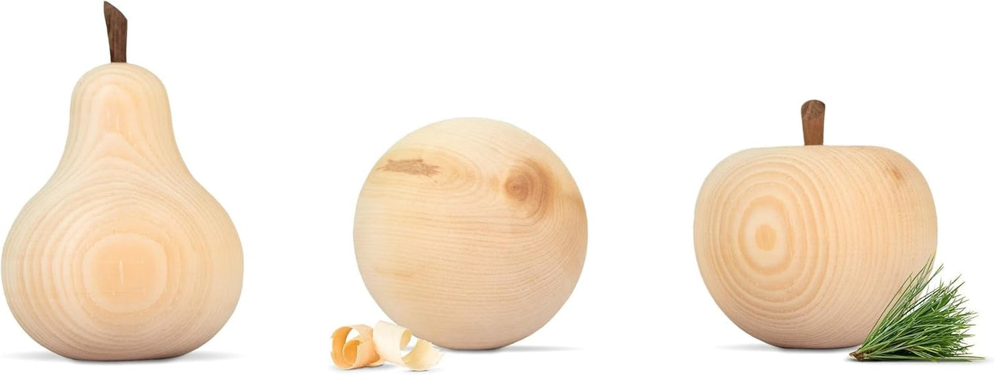 Zirben-Set: Apfel, Birne & Kugel