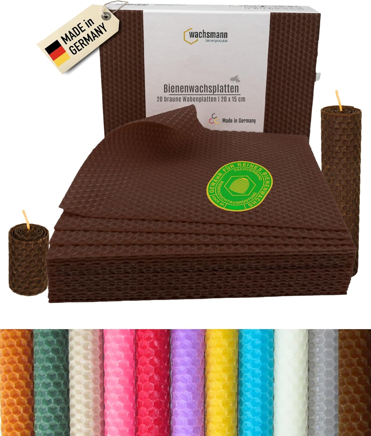 20er Set Bienenwachsplatten für Kerzenherstellung, Braun | 20 X 15 cm