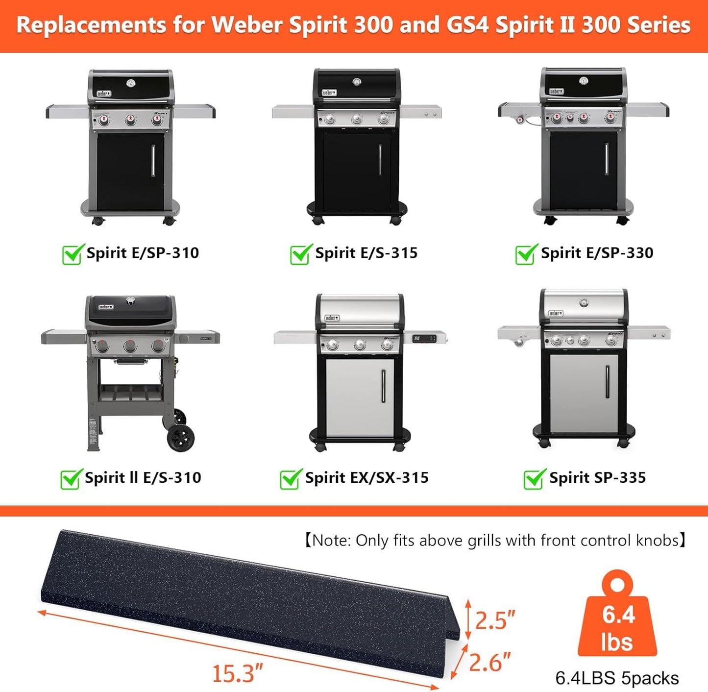 Aromaschienen für Weber, Porcelain Steel for Spirit 300 / Spirit II 300