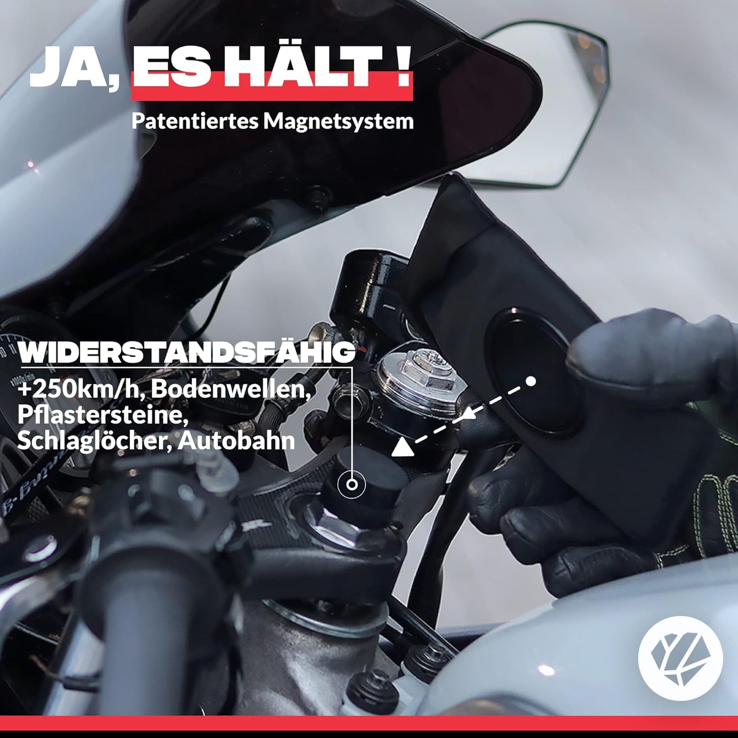 Magnetische Motorrad-Handyhalterung, XL - Smartphone bis 16,5 cm