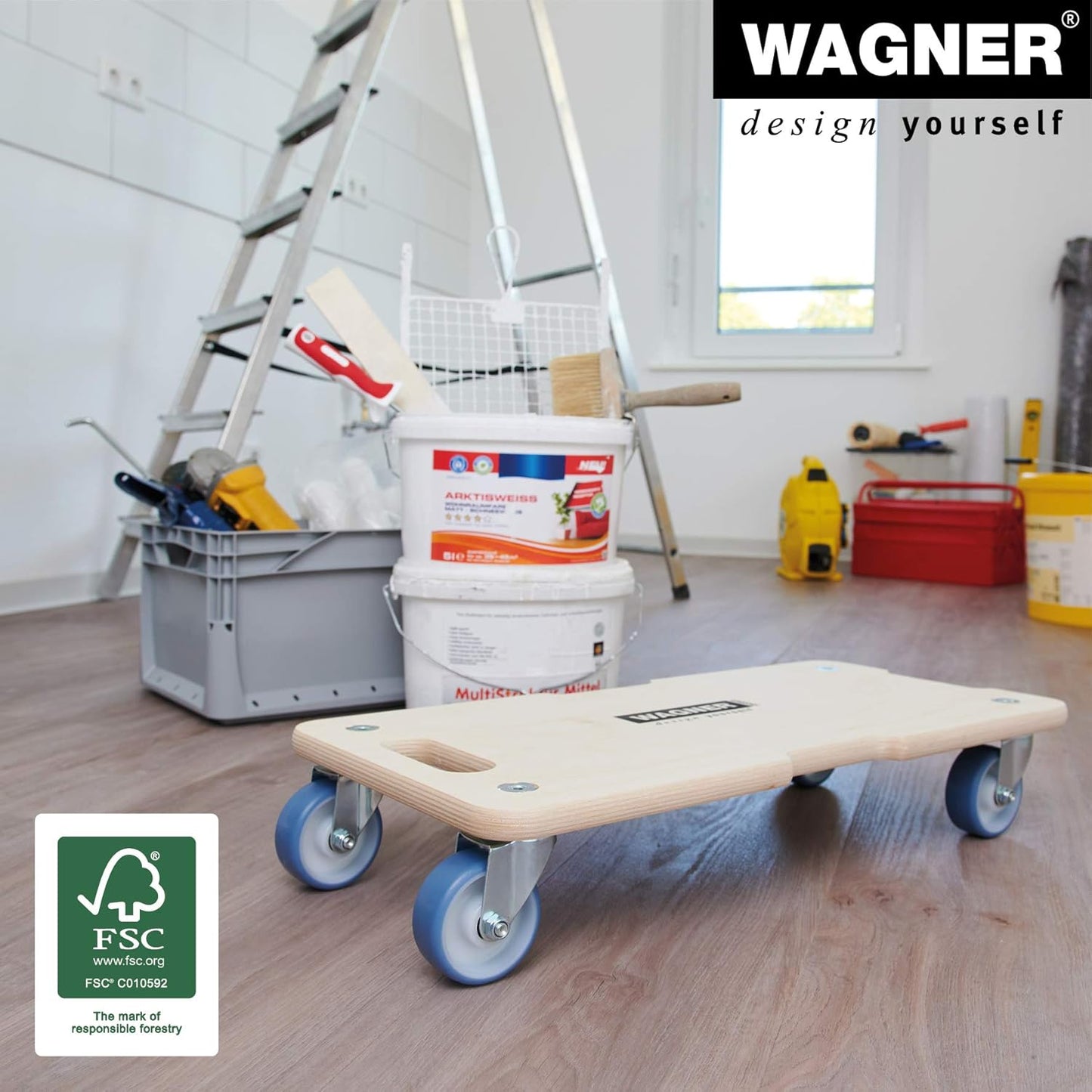 Transportroller Schwerlastrollbrett, (L) 59 x (B) 29 x (H) 11 cm ultrasofte Rollen