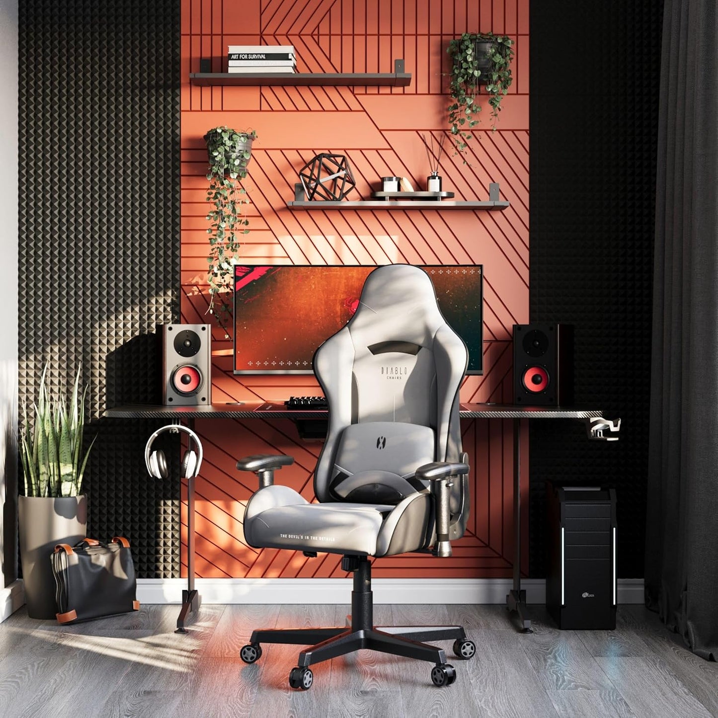 Ergonomischer Gaming-Stuhl X-Starter mit Kippmechanismus, Grau 132 cm x 68 cm x 49.5 cm