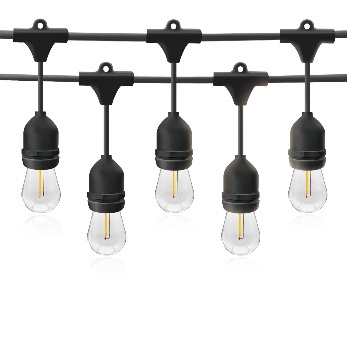 Outdoor Lichterkette mit 10 LED-Birnen, Schwarz-v(mit Lampen) 5M