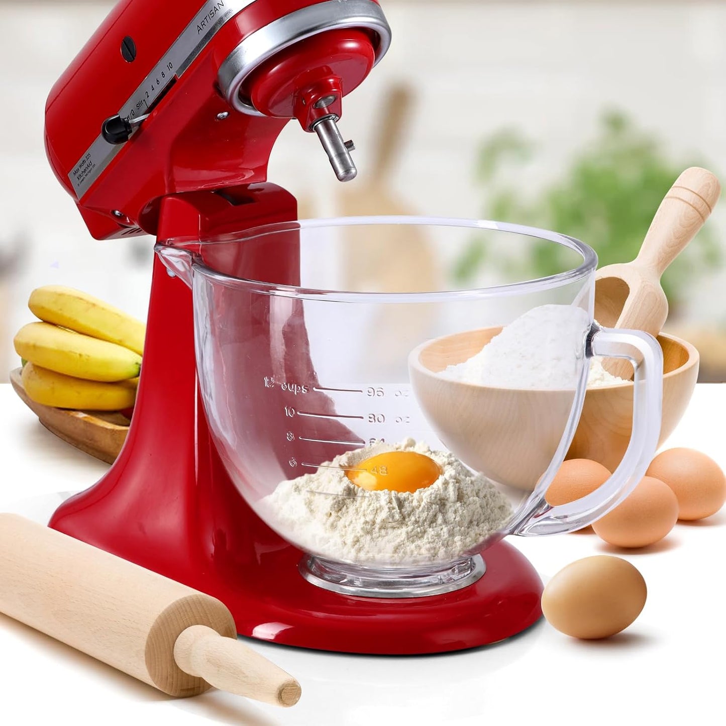 Schüsselaufsatz für KitchenAid Artisan, Classic und Mixer Tilt-Head, Glass Bowl + Lid