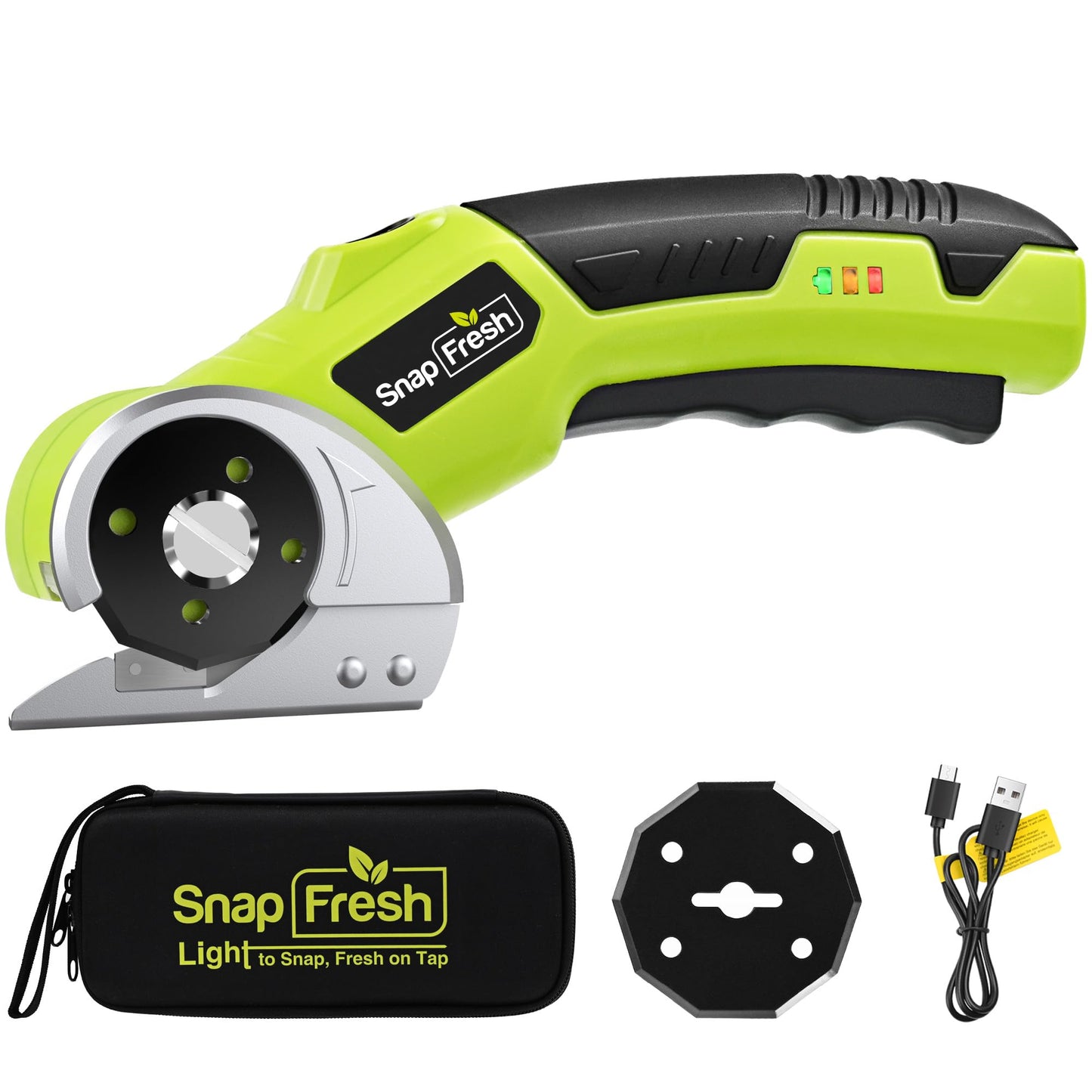 Akku Kartonschneider-Schere mit LED & Tasche, 27,5 cm