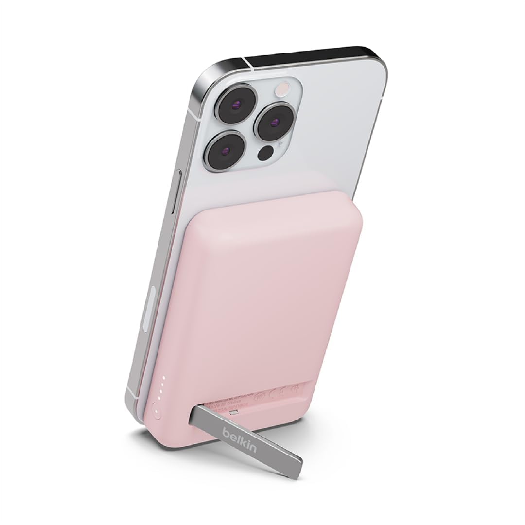 Magnetische Powerbank, MagSafe kompatible, mit Standfunktion für iPhone, Rosa