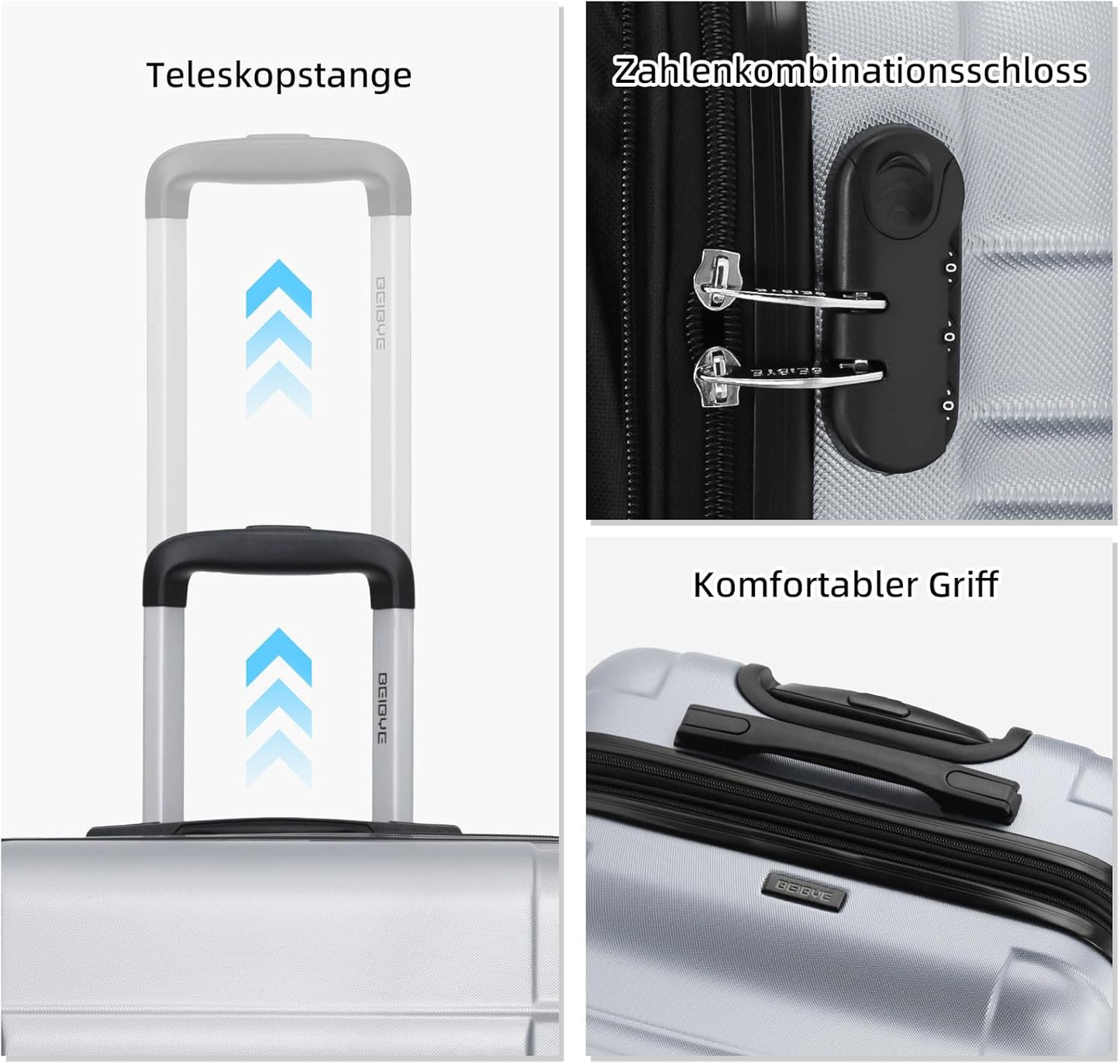 Hartschalen Kofferset, Silber Set