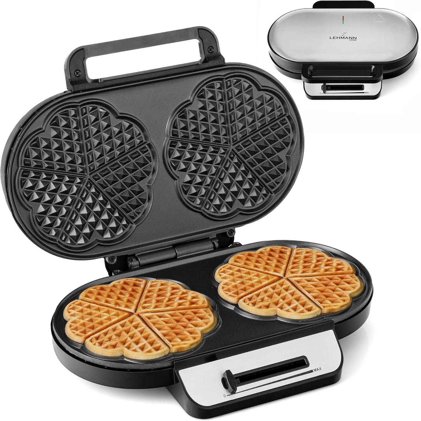Doppel Waffeleisen Herzform mit Temperaturregelung