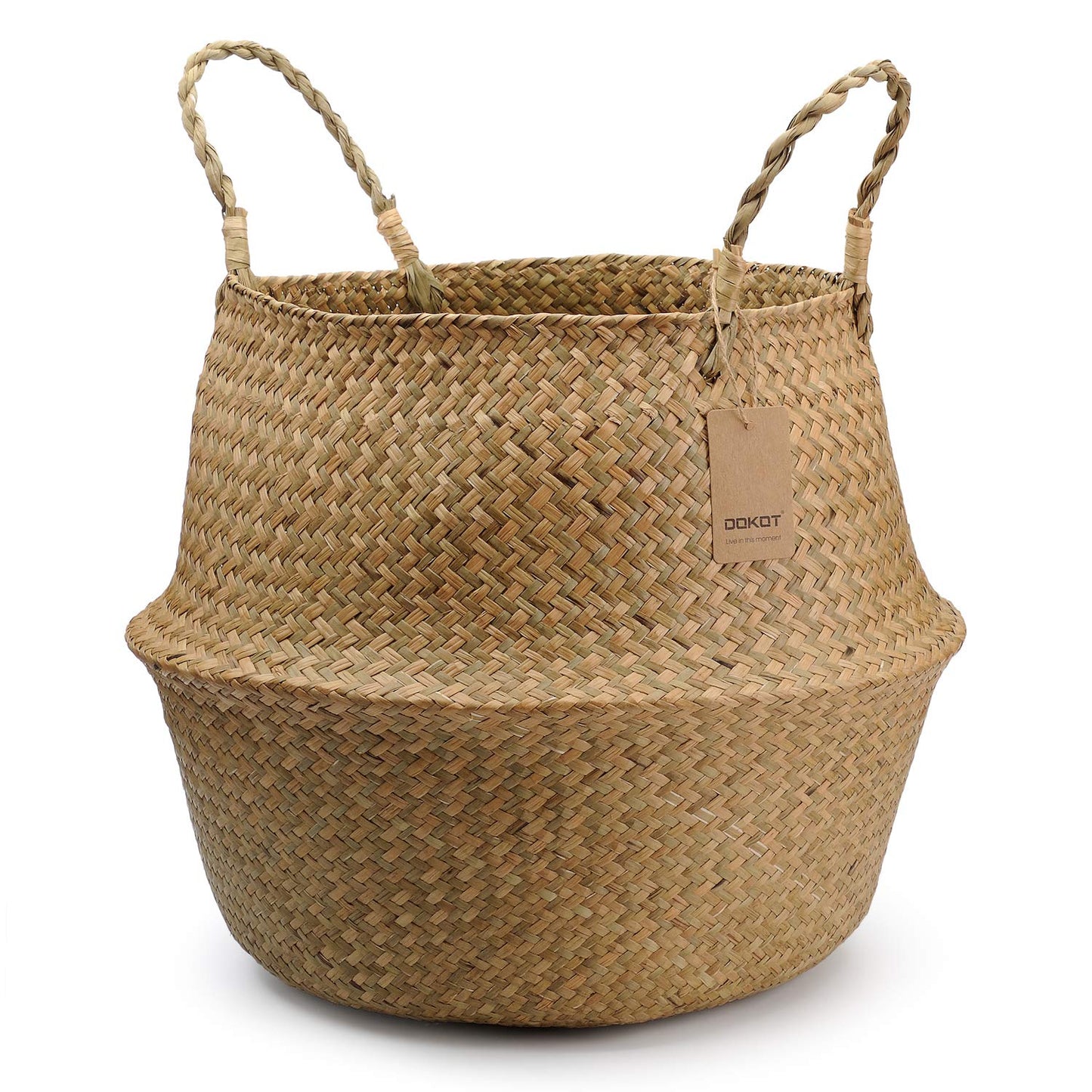 Seegras-Aufbewahrungskorb mit Griffen, Breitester Teil 38 x 34cm Natürlich