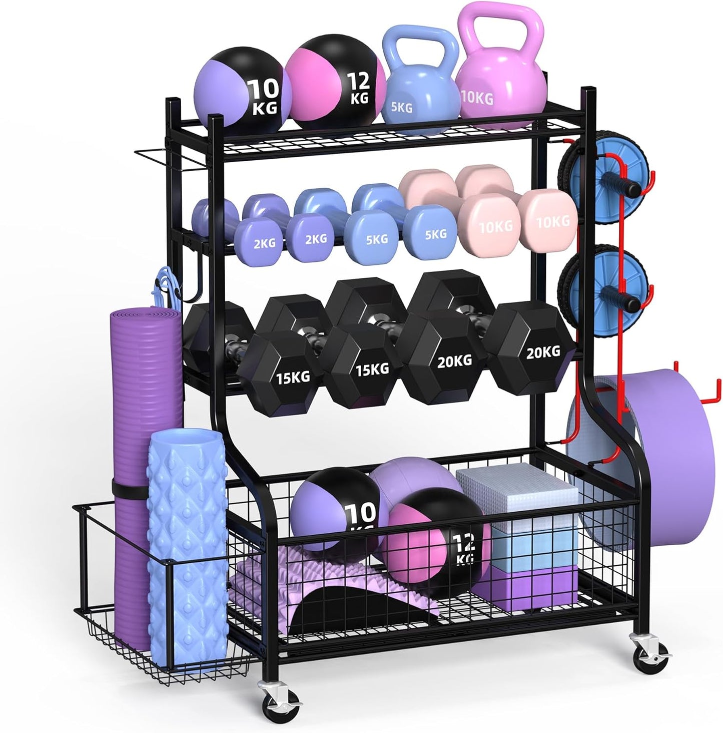 Multifunktionaler Hantelständer für Home Gym, Schwarz