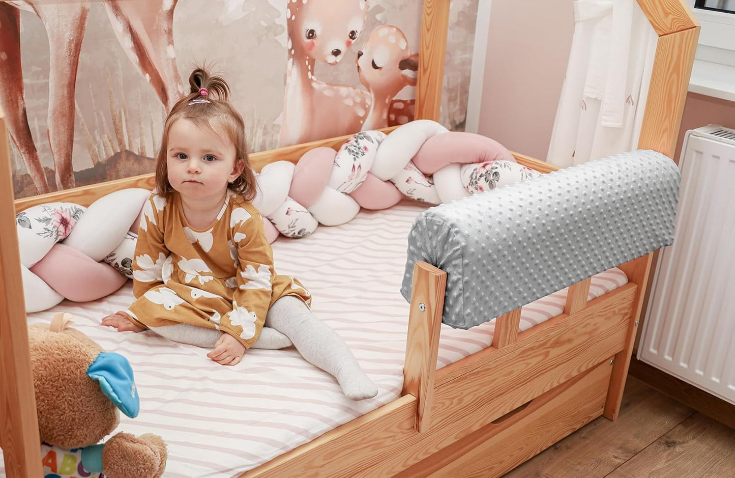 Bettkantenschutz für Kinderbetten, Hellgrau 90 cm